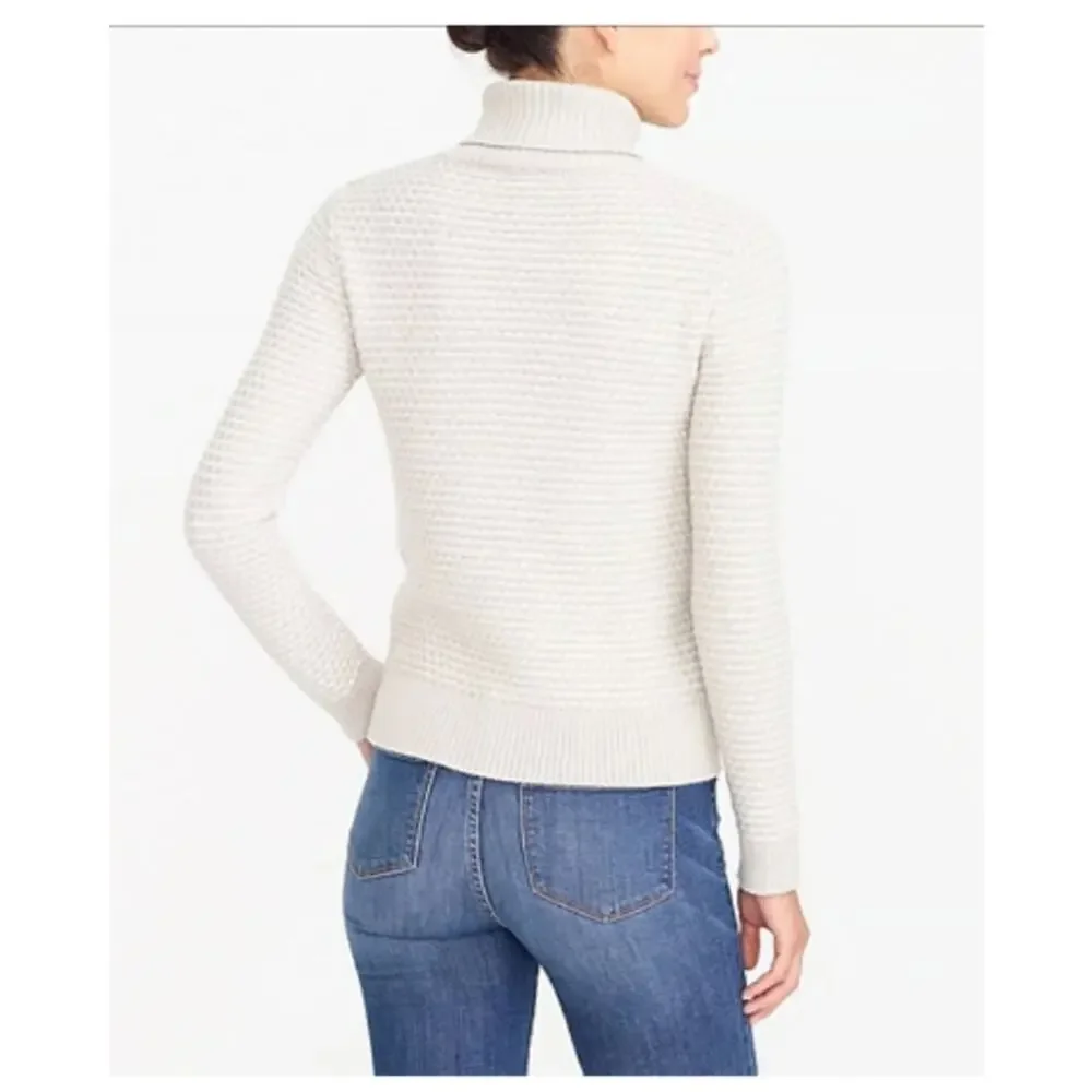 J. Crew Waffle Knit Textured Turtleneck Sweater Mushroom‎ Gray Size XS